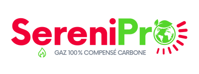 Logo SereniPro gaz 100% compensé carbone