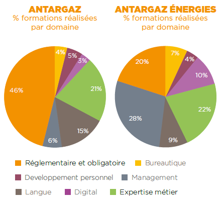 Pourcentage de formations réalisées par domaine